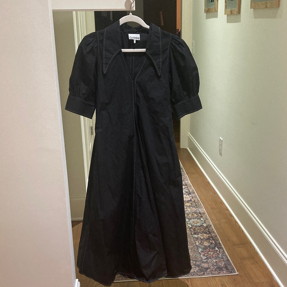 Ganni Elegant Black Long Sleeve Dress